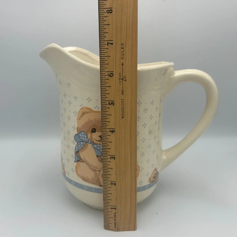 Vintage Tienshan Stoneware Country Bear Cottage Pitcher Bowl Spoon Rest Granny